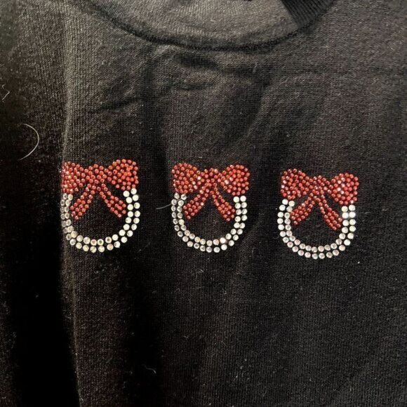 Holiday Edition Women's‎ Casual Long Sleeve Sweatshirt Studded Pullover Top - Picture 5 of 6